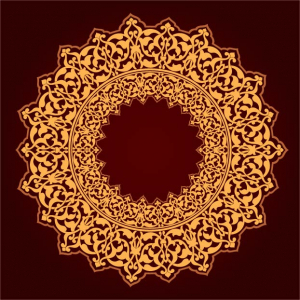 وکتور طرح دیره ای گلدار طلایی